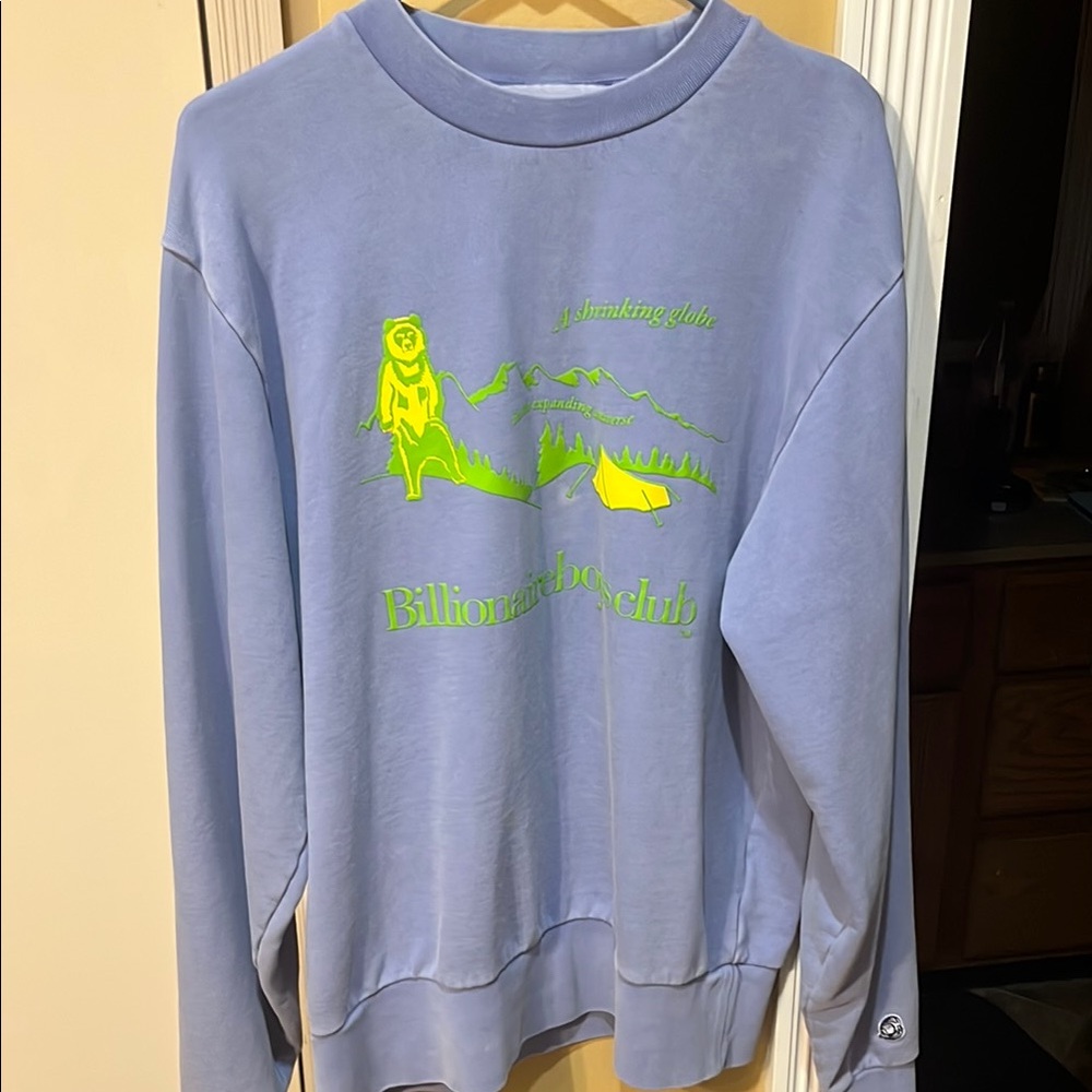 Billionaire Boys Club Blue Shrinking Globe Sweater Size L Mens